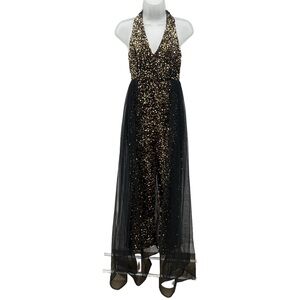 Black and Gold Sequin Jumpsuit